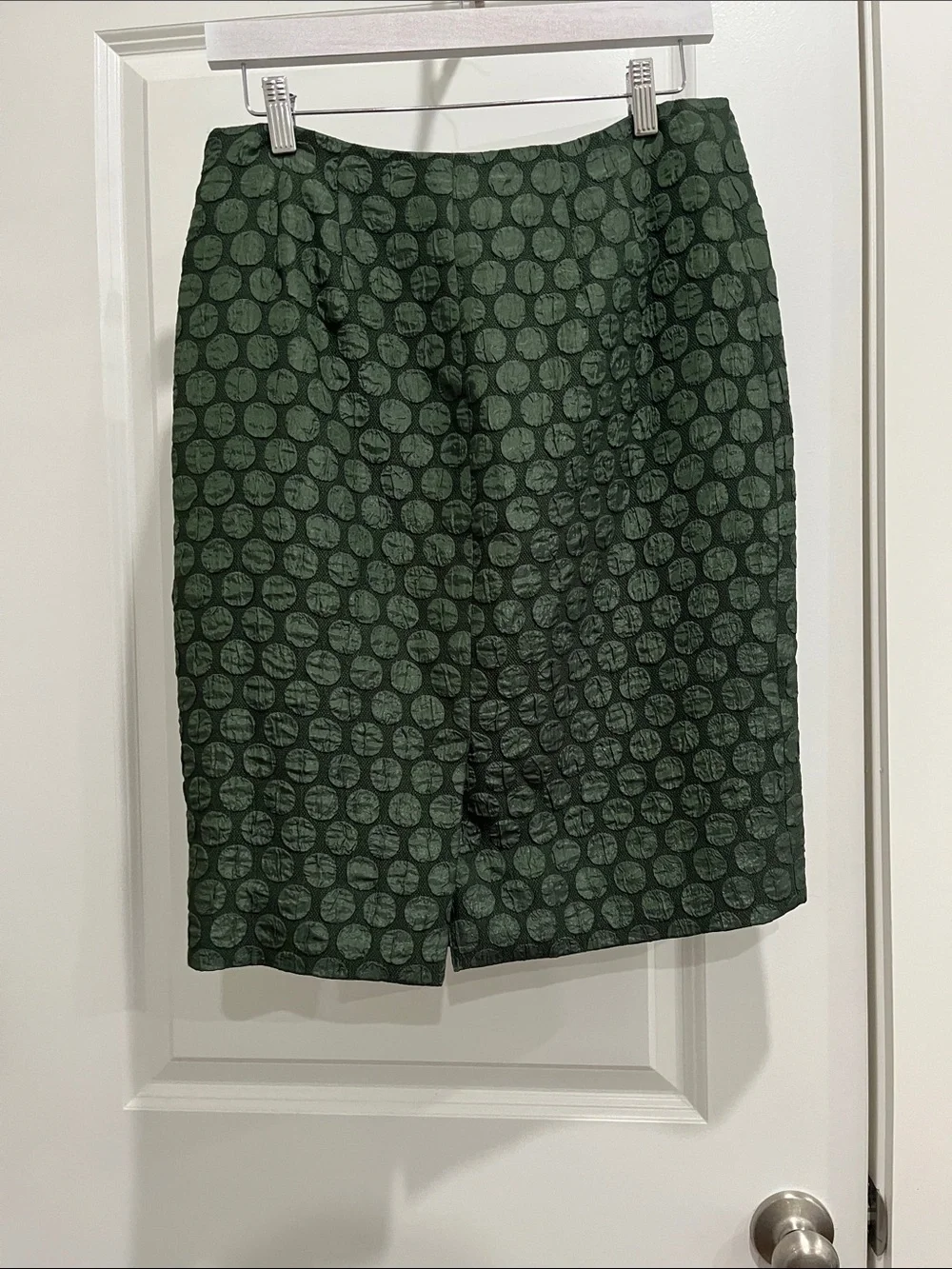 Maeve Dark Green Polka Dot Pencil Skirt